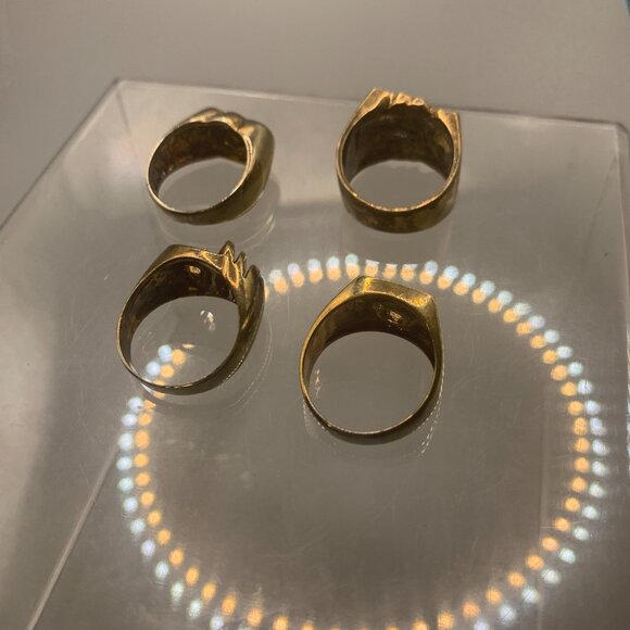 4ct Vintage Salesman Sample ELECTRO PLATED UNMARKED Men's Size 9 Rings - Picture 3 of 3